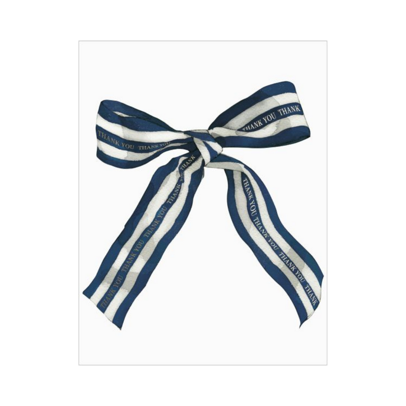 Foil Card - Big Navy Sriped Bow Thank You