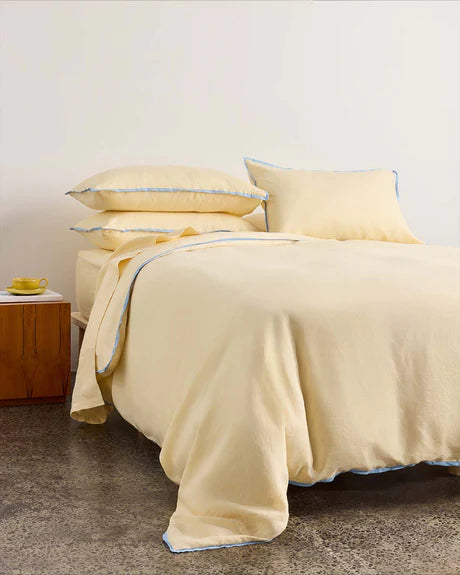 Linen Quilt Cover - Butter