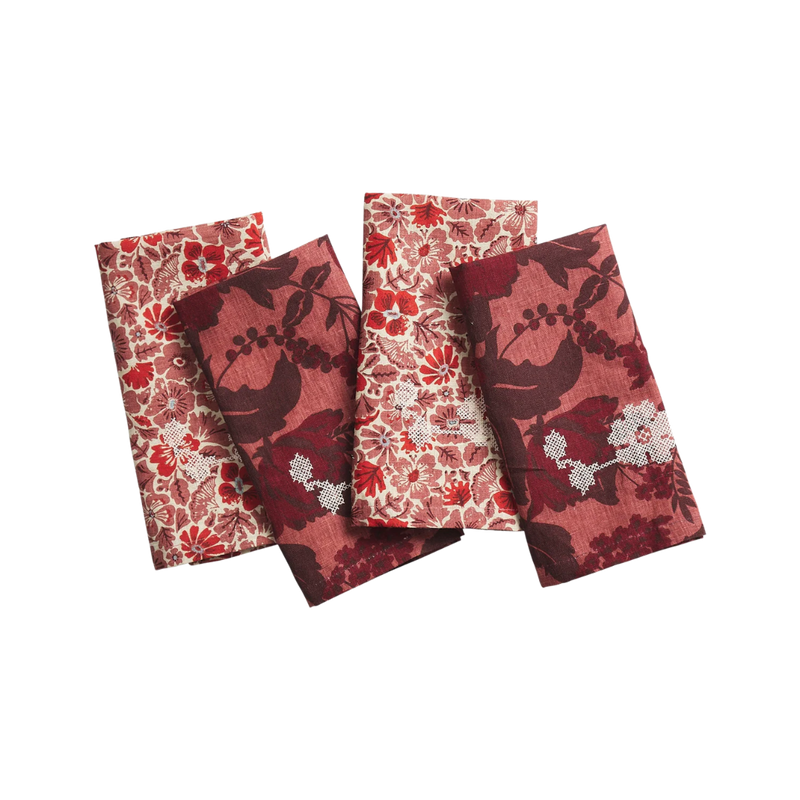 Magnolia Linen Napkin Set - Poppy