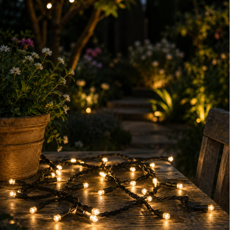 Fairy Lights USB Rechargeable 10m, Black Cable, Warm White - Indoor/Outdoor