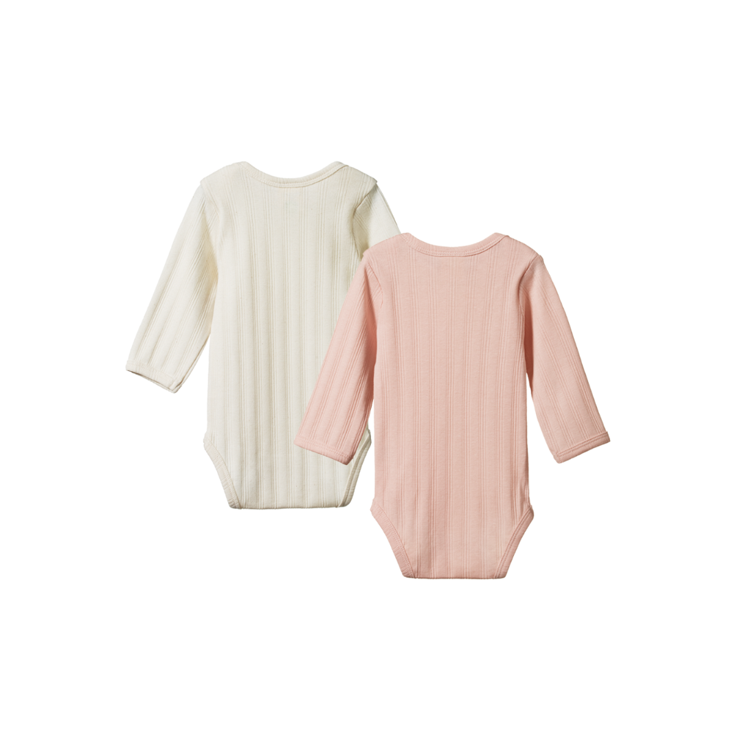 2 pack derby long sleeve bodysuits Rose