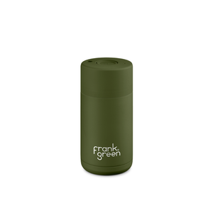 12oz Ceramic Reusable Cup - Khaki with Push Button