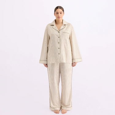 Long Sleeve Sleep Shirt - Matcha Stripes