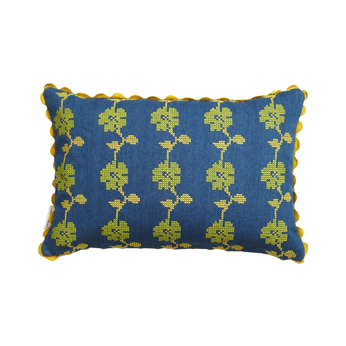 Anneliese Reversible Denim Cushion - Peridot Feather Insert