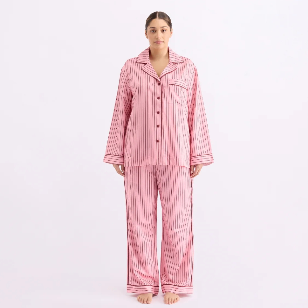 Long Sleeve Sleep Shirt - Rocky Road Stripes