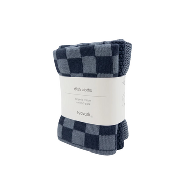 Dishcloth Variety 3pk - Navy Denim Chequer
