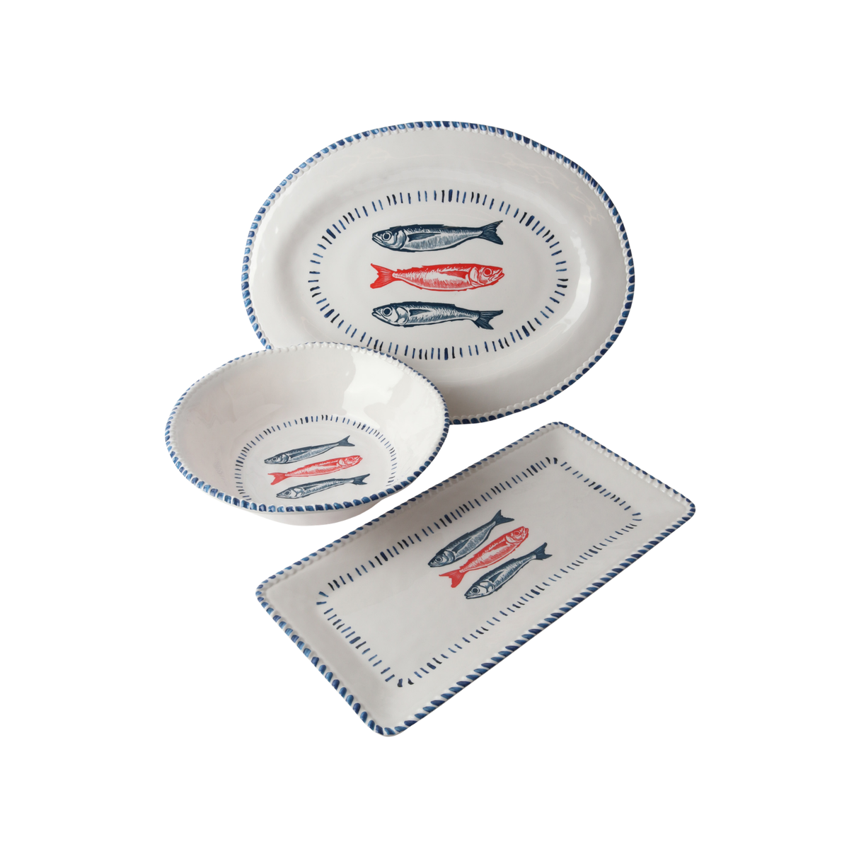 Melamine Nautical Sardine Bowl 31cm