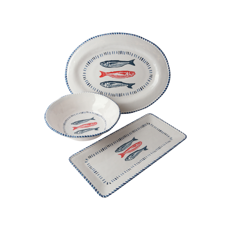 Melamine Nautical Sardine Bowl 31cm