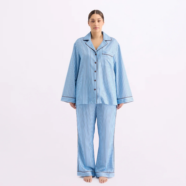 Long Sleeve Sleep Shirt - Iced Chocolate Stripes