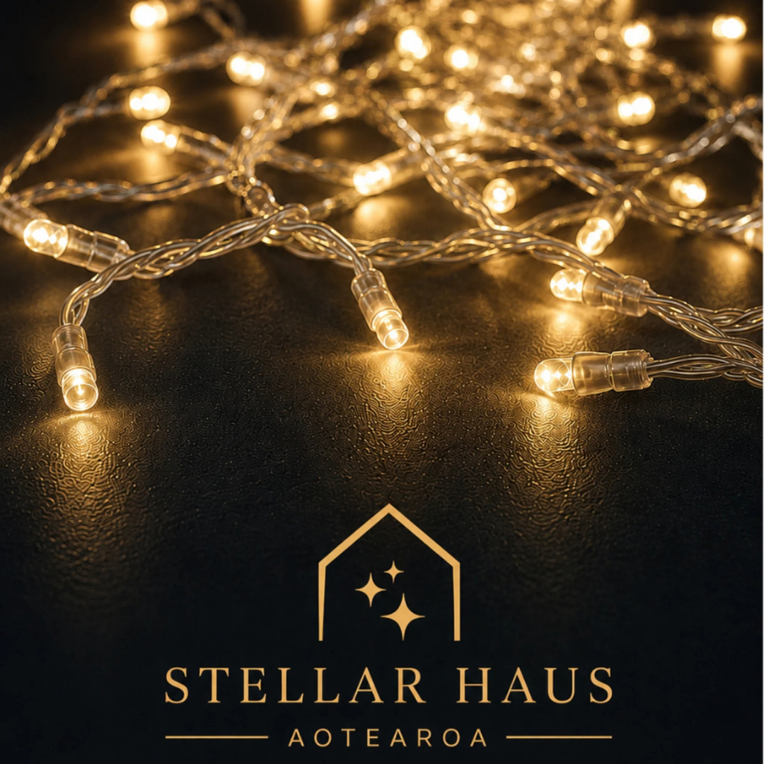 Fairy Lights Mains Powered 20m, Clear Cable, Warm White - Indoor/Outdoor