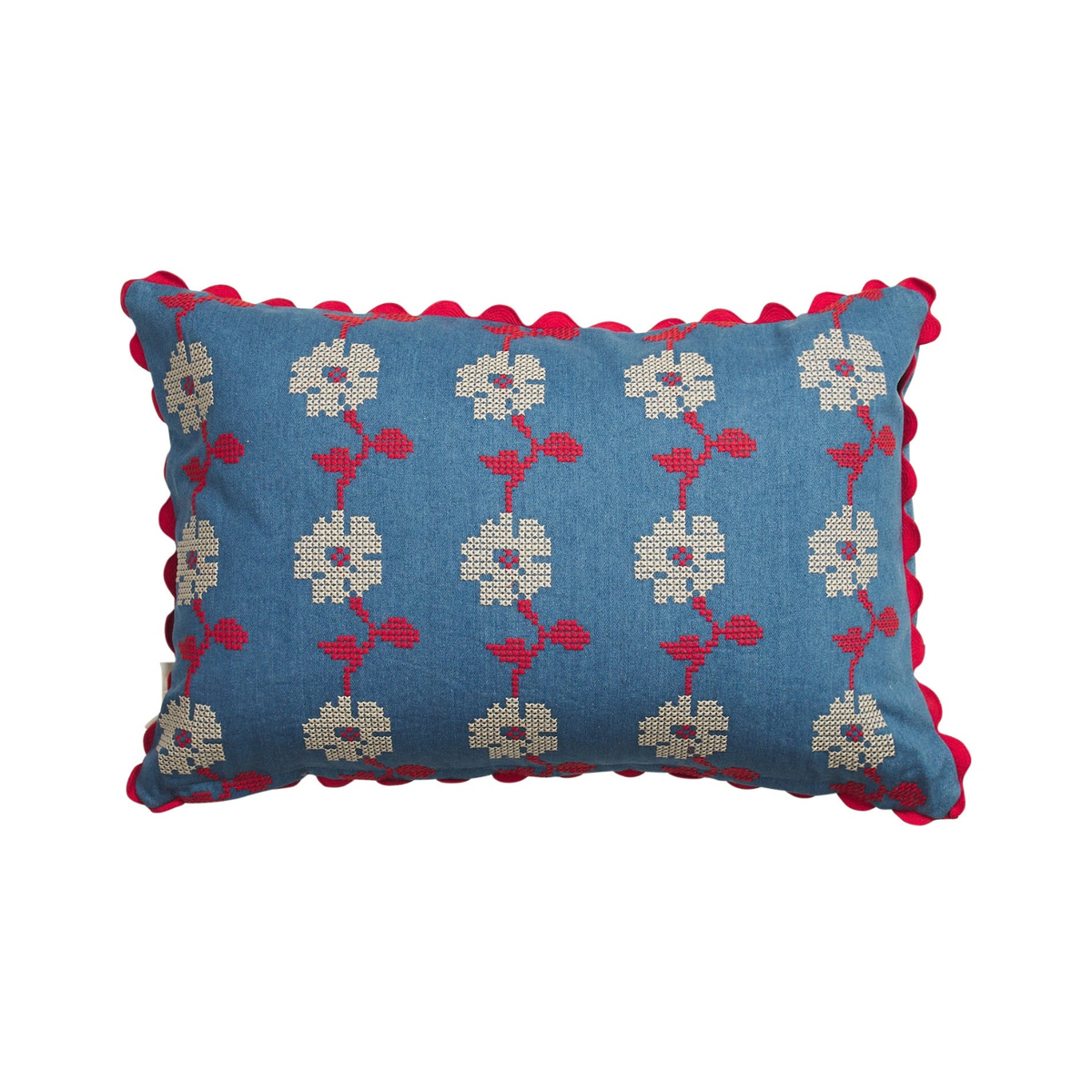 Anneliese Reversible Denim Cushion - Poppy Feather Insert