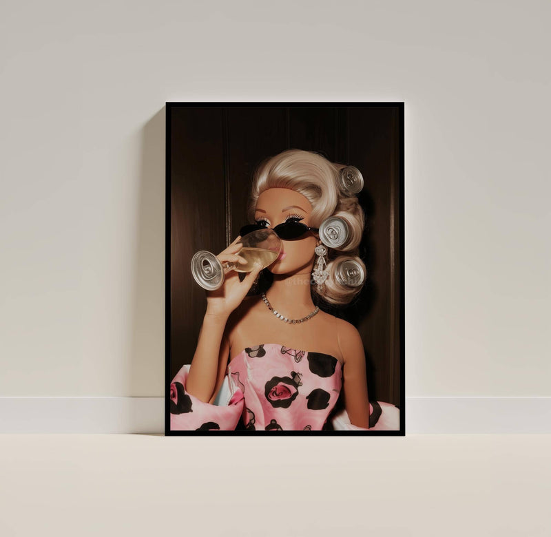 Retro Barbie Doll Cocktail Print, Coquette | Framed Art  8x10 In