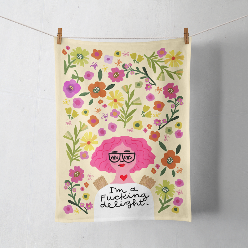 I'm a Fucking Delight Grumpy Angel Dish Towel