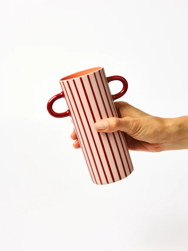 Griffe Bud Vase - Pink Pinstripe