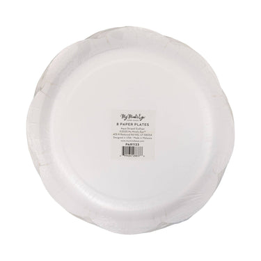 Aqua Striped Scallops 9" Plate