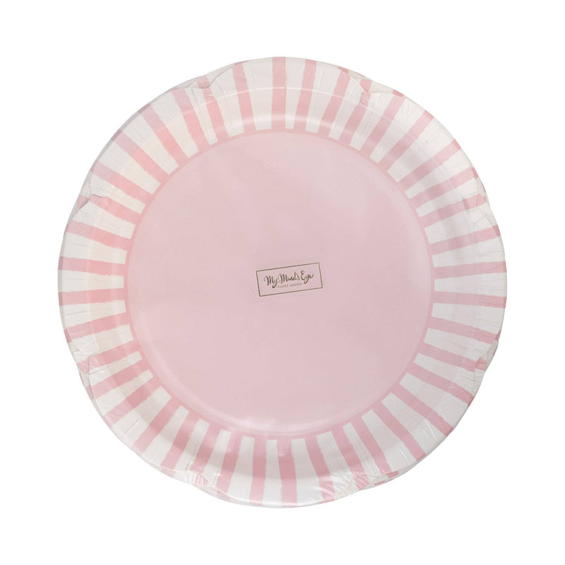 Pink Striped 9" Scallops Plate
