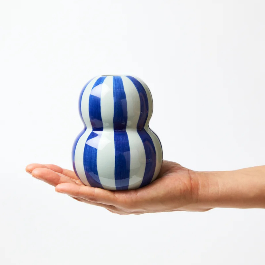Fonda Vase Tonal Blue Stripe