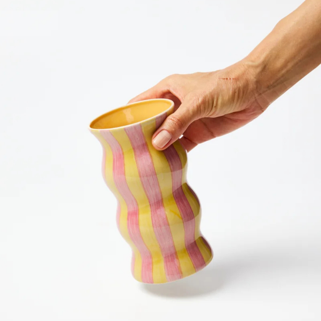 Palma Vase Yellow Pink Stripe