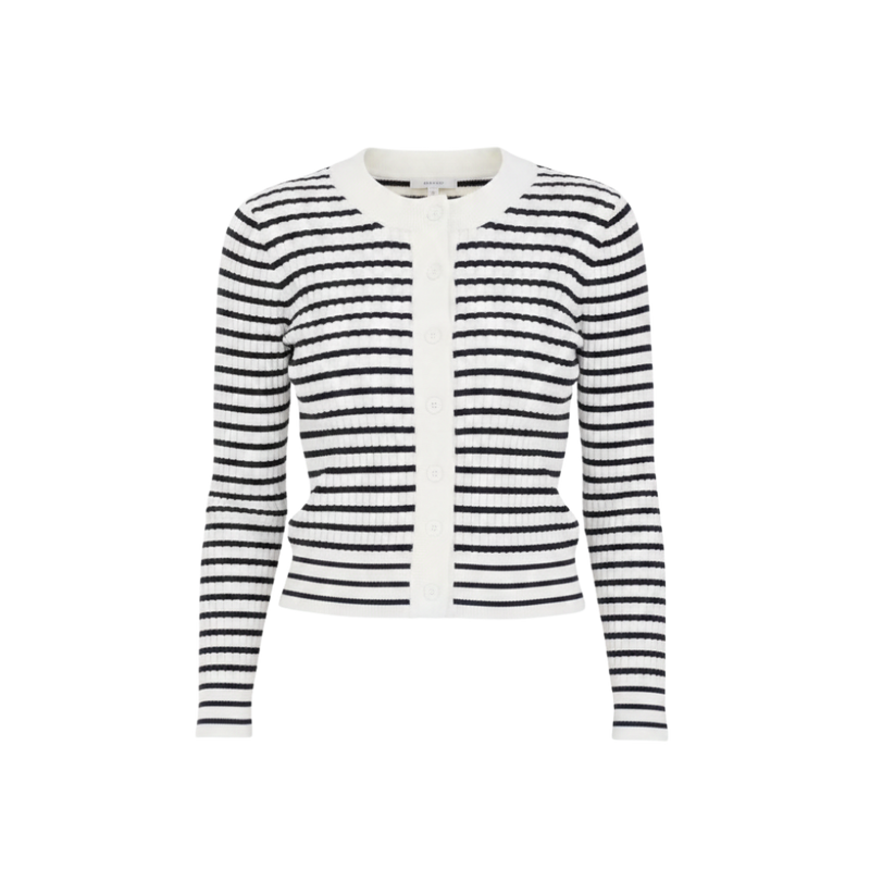 Classic Stripe Knit Cardi - Navy/Chalk
