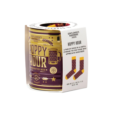 HAPPY HOUR BEER PAIR OF SOCKS IN A TIN