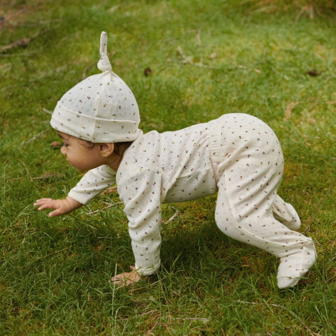 Pointelle footed rompers