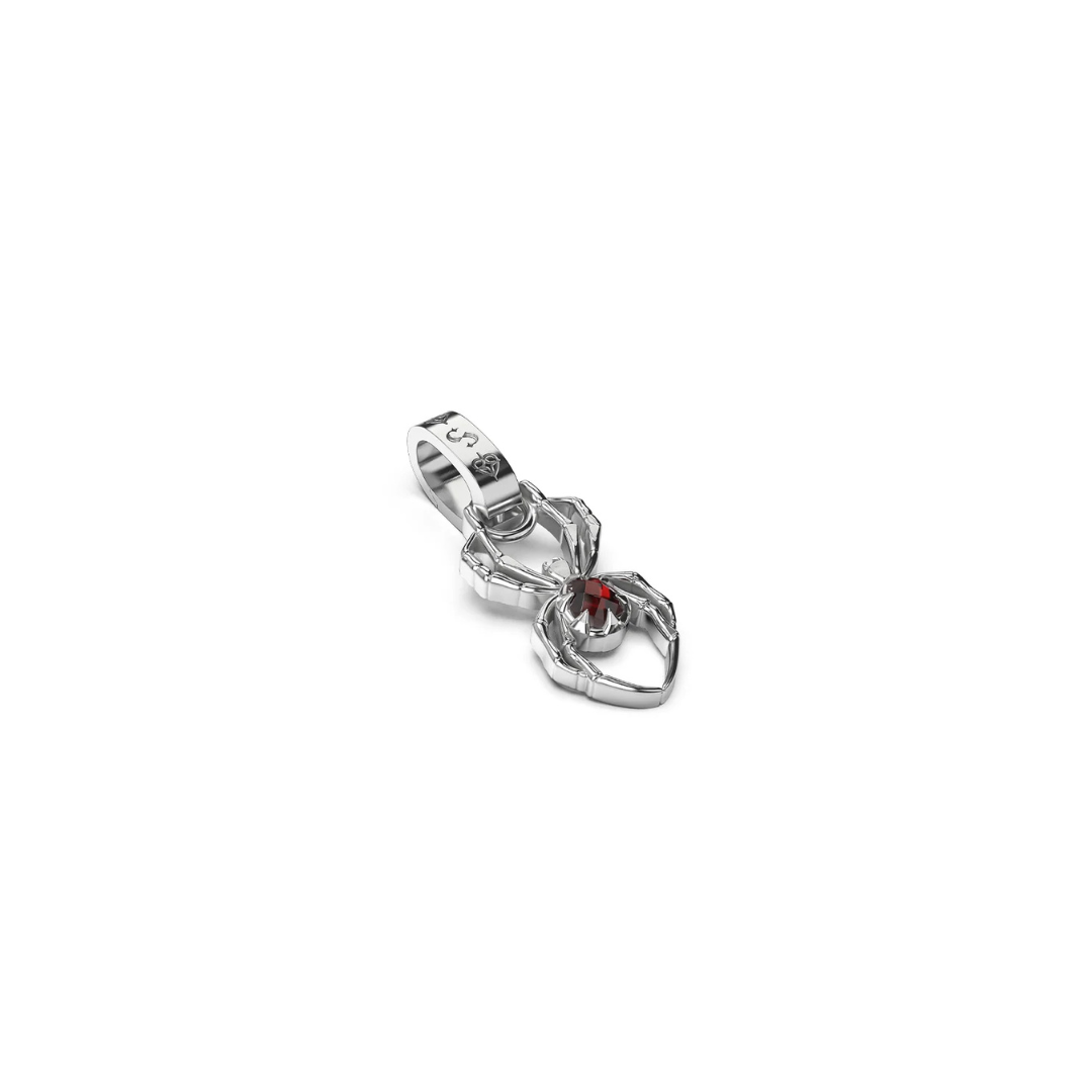 Spider Charm - Silver / Garnet