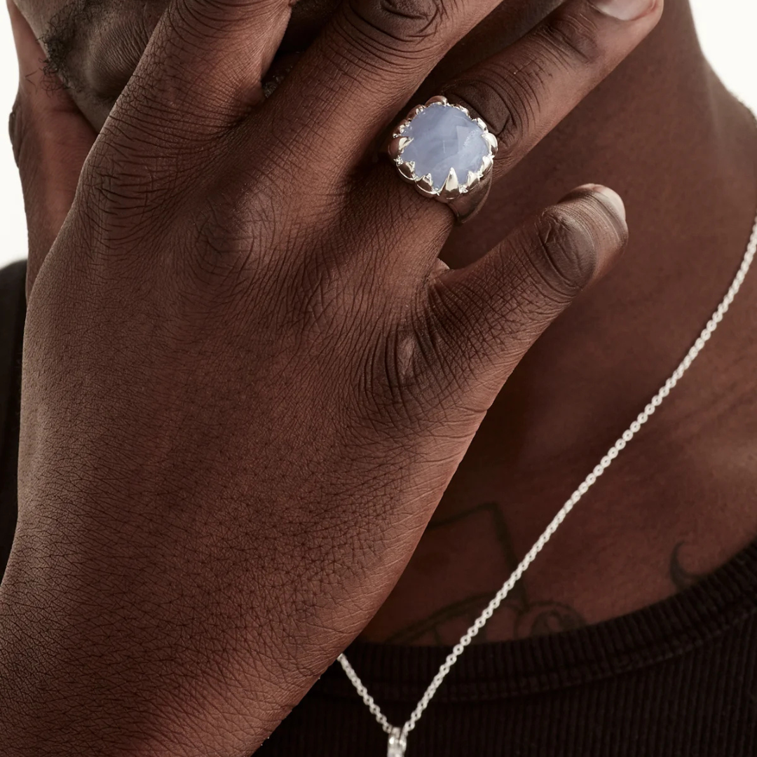 Claw Ring Blue Lace Agate