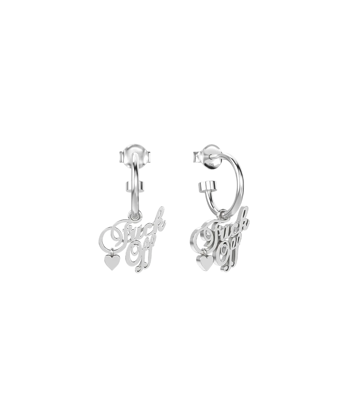 F*ck Off Script Anchor Earrings Silver