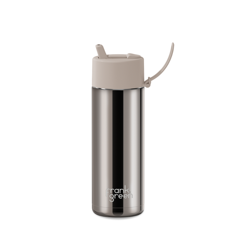 Frank Green Chrome Ceramic Reusable Bottle with Flip Straw Lid - 20oz