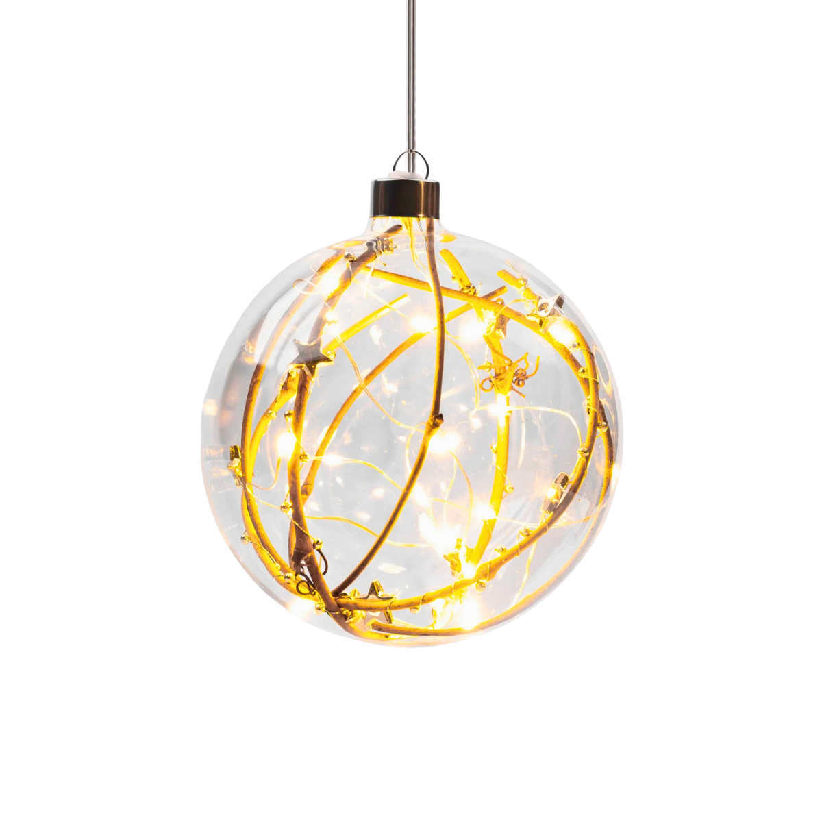 Gold Bead 12cm Sphere Hanging Glass Light