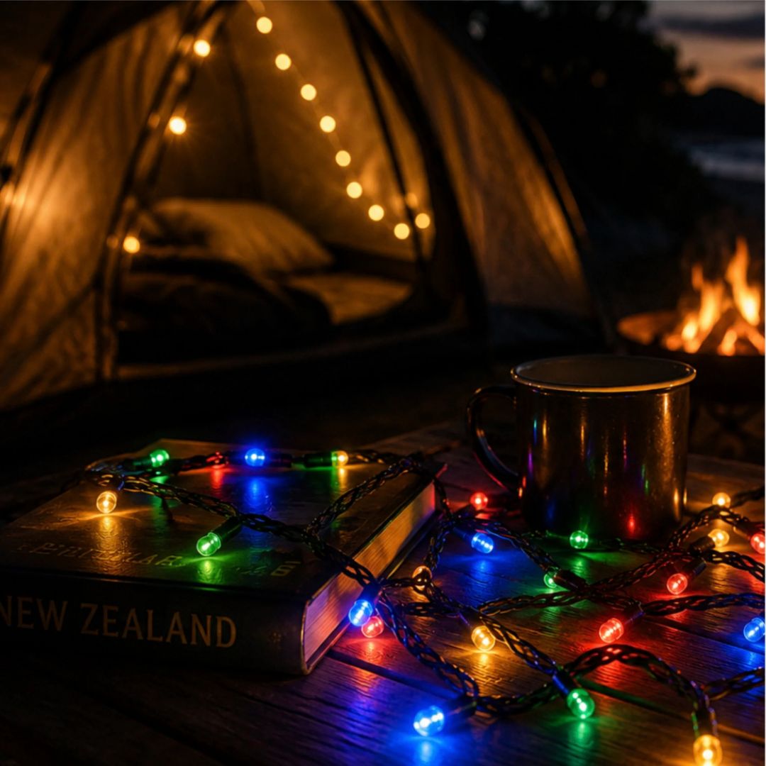 Fairy Lights Mains Powered 20m, Black Cable, Rainbow - Indoor/Outdoor