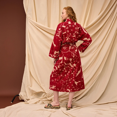 Lucia Towelling Robe - Crimson