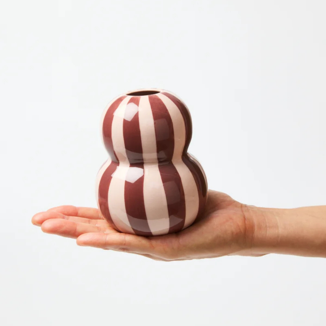 Fonda Vase Burgundy Pink Stripe