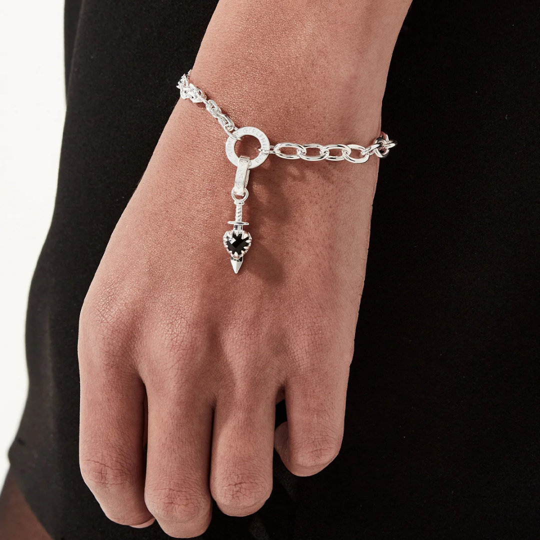 Love Claw Dagger Charm - Silver / Onyx