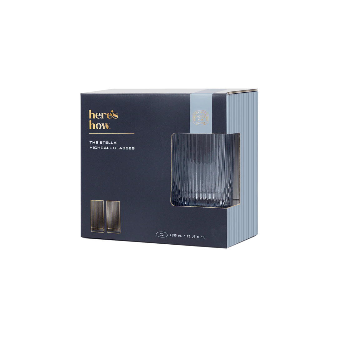 The Stella Highball Glasses - Set of 2 Blue