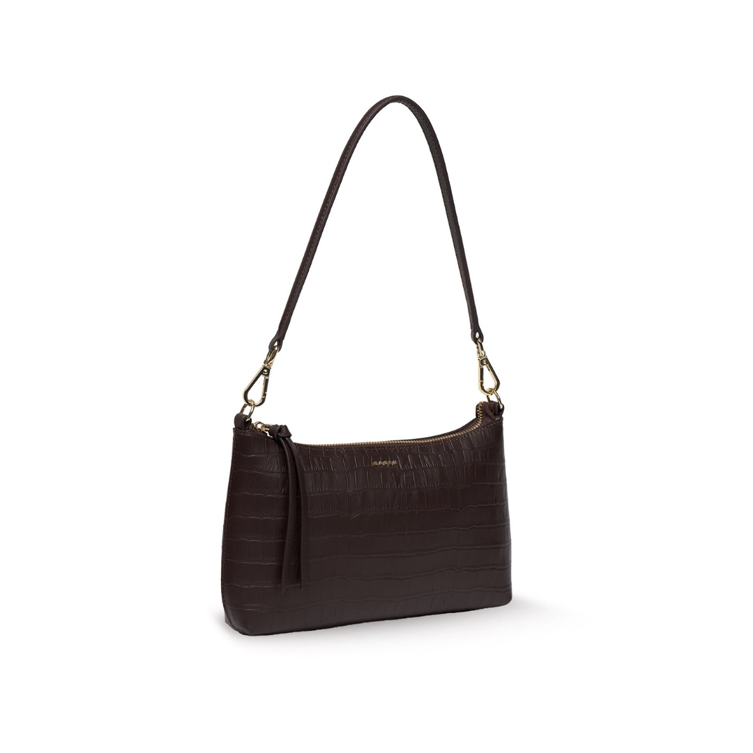 Haven Shoulder Bag - Cacao Croc