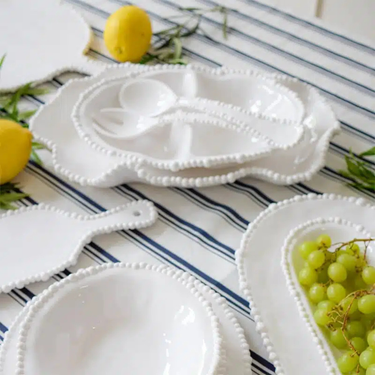 Melamine Pearl Double Serving Bowl - White