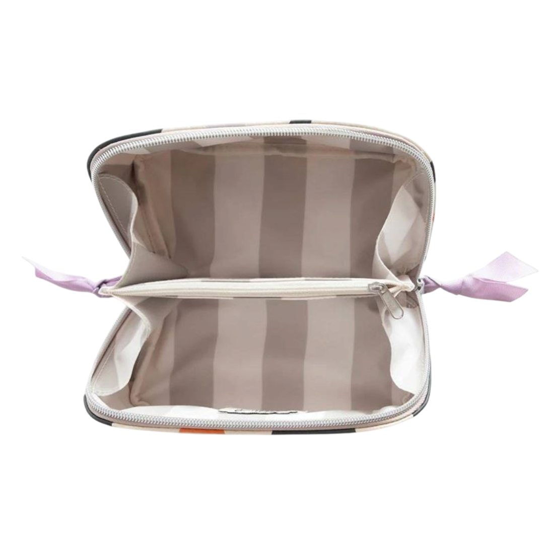 Multi Flower Charcoal - Diagonal Cosmetic Bag