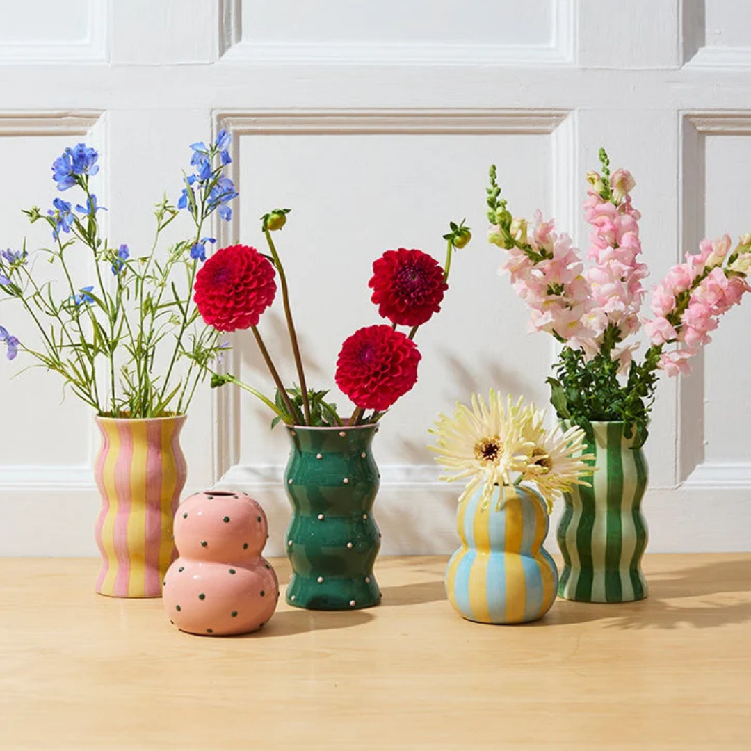 Fonda Vase Pink Green Dotty