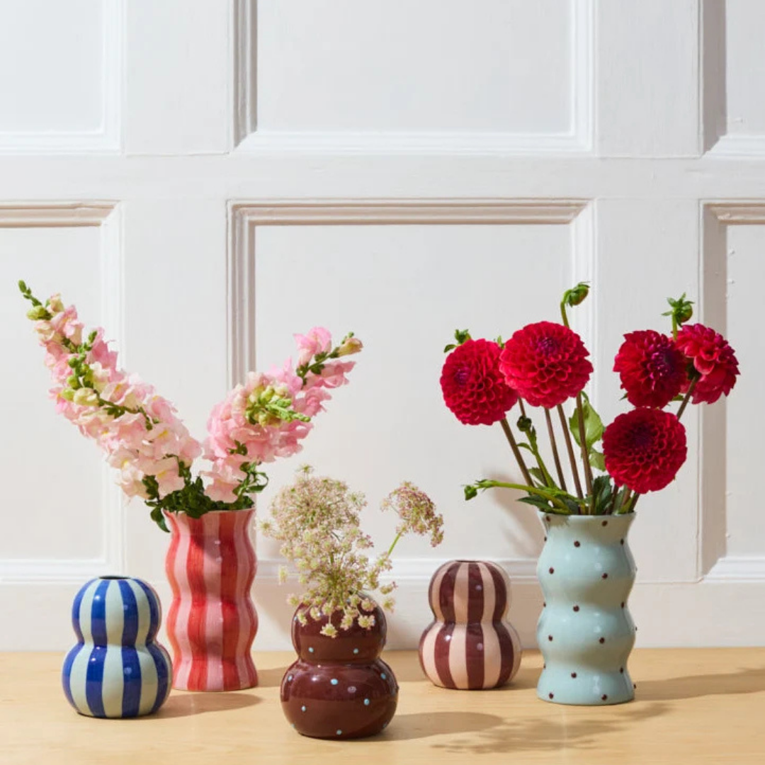 Fonda Vase Burgundy Pink Stripe