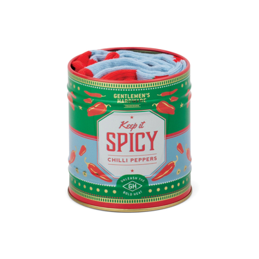 KEEP IT SPICY CHILI PAIR OF SOCKS IN A TIN