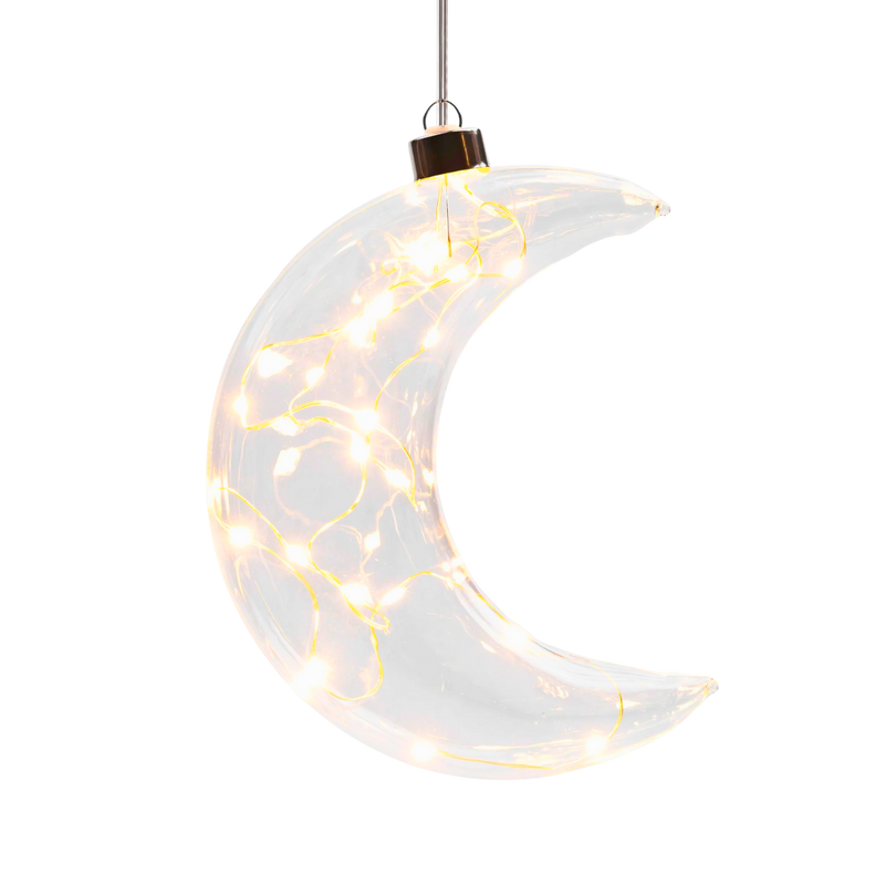 Clear Crescent Moon Hanging Glass Light