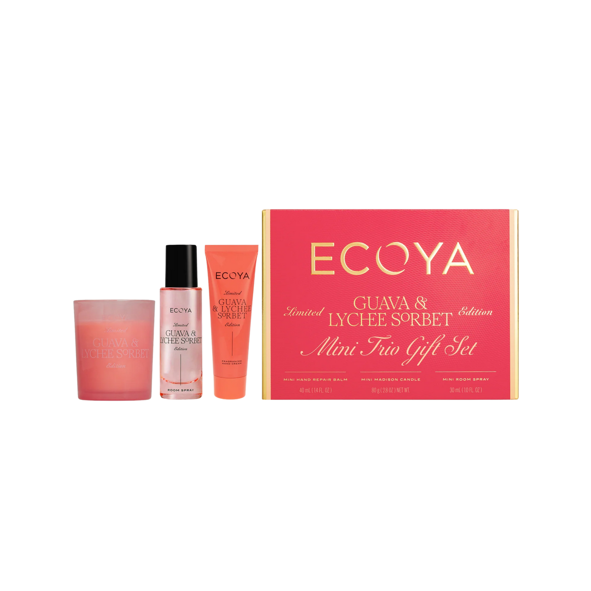 Mini Trio Gift Set - Mini Madison, Mini Hand Repair Balm and Mini Room Spray - Guava & Lychee Sorbet