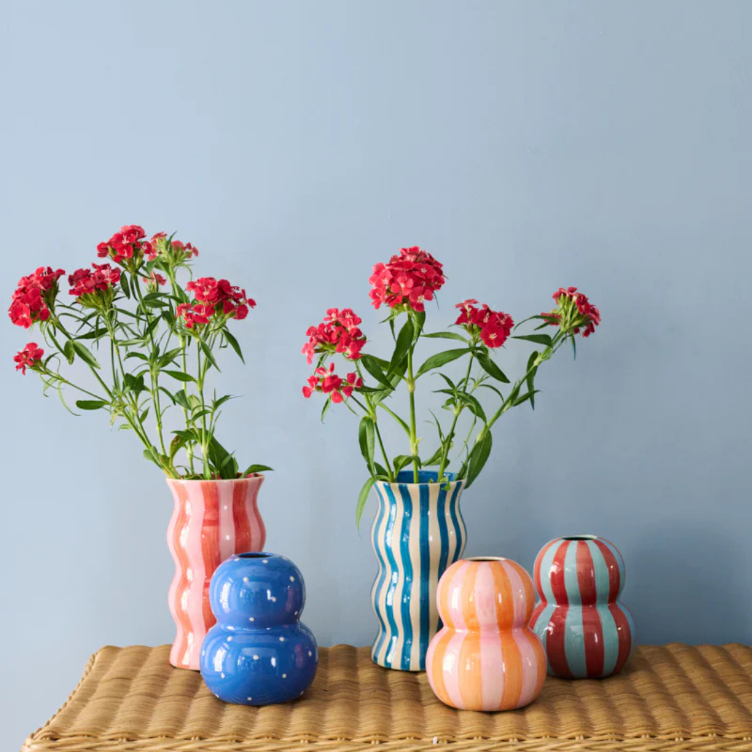 Palma Vase Red Pink Stripe