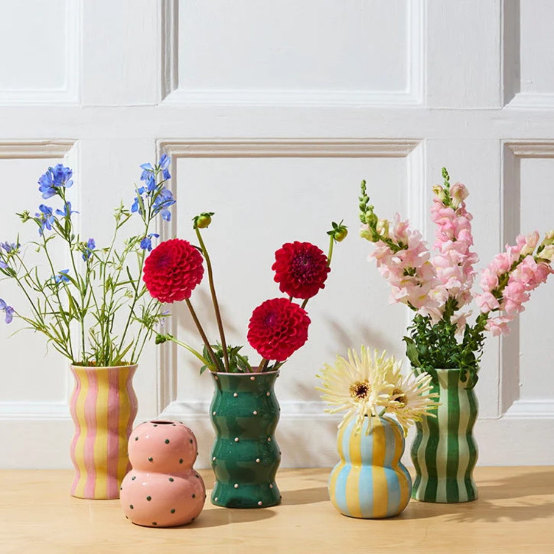 Palma Vase Yellow Pink Stripe