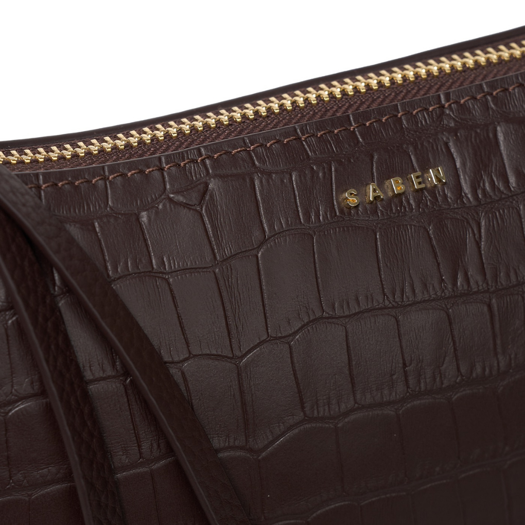 Haven Shoulder Bag - Cacao Croc