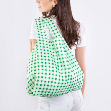 Reusable Bag Medium - Blurred Plaid Green