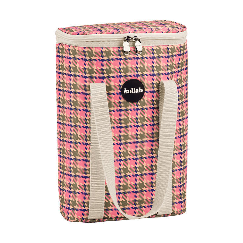Wine Cooler Bag Pink Houndstooth