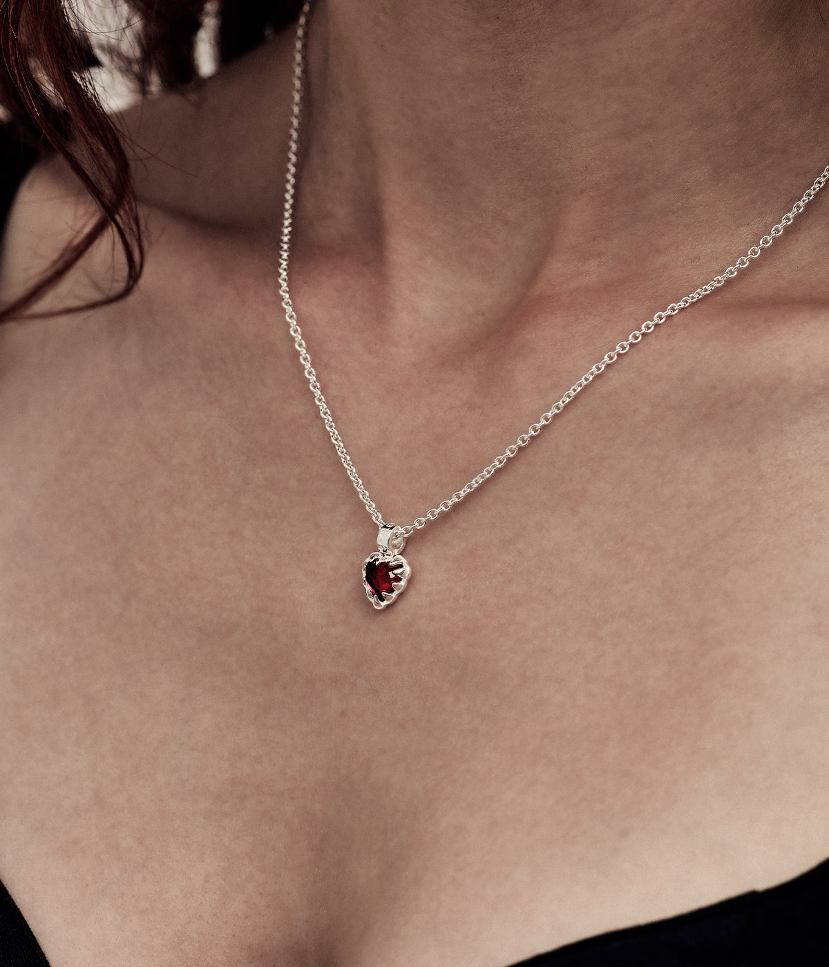 Mini Love Claw Necklace - Red Garnet