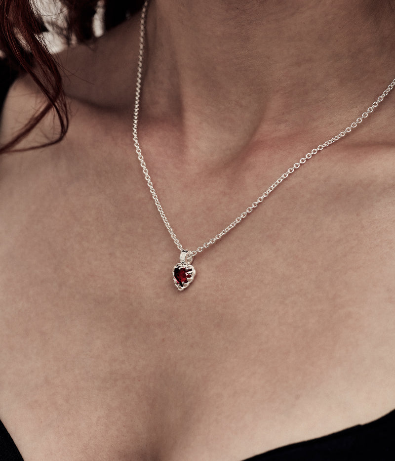 Mini Love Claw Necklace - Red Garnet
